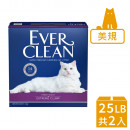 【EverClean 藍鑽】強效清香結塊貓砂(美規) 25LBx2入
